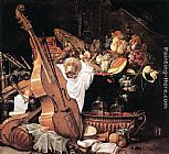 Cornelis de Heem Vanitas Still-Life with Musical Instruments painting